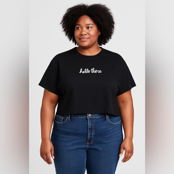 Tabitha Brown Tops - Tabitha Brown Hello There Black Crop T-Shirt XL | Target Collab Graphic Tee